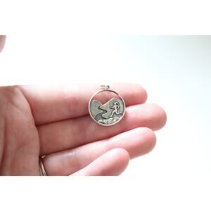 Sterling Silver Trail Running Girl Charm, Silver Trail Running Girl Charm